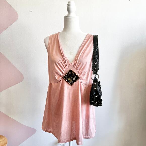 Hot Tempered Tops - Vintage Pink Babydoll Top,‎ Y2K 2000s Soft Girl Coquette 1X